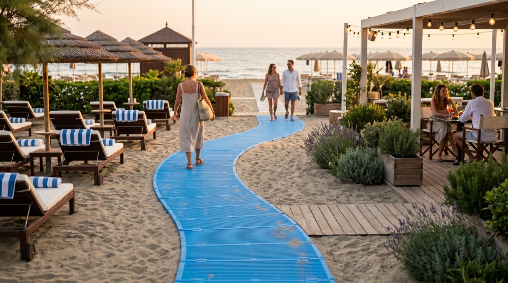 Non-slip beach walkways: safety and comfort for customers and tourists