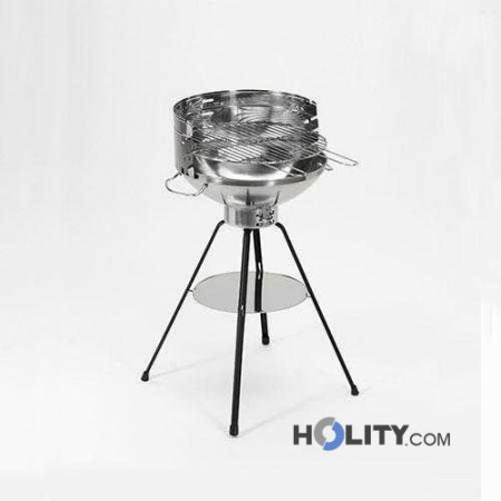 Charcoal barbecue stainless steel circular h17006