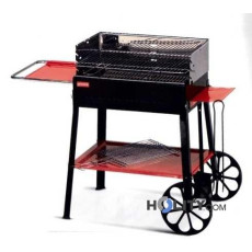 Charcoal barbecue with cart on wheels h17014