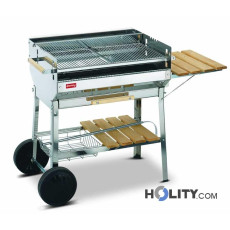 Charcoal barbecue in stainless steel h17019