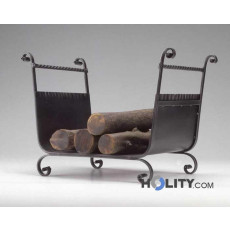 Wood holder in wrought iron h10006