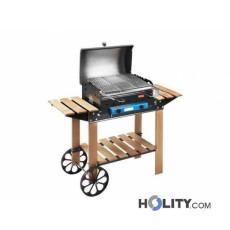 Gas barbecue with wooden frame h17033