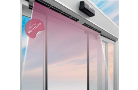 Automatic door with air barrier