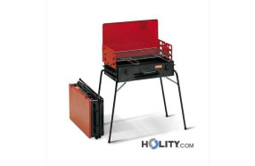 Charcoal barbecue folded in convenient case h17004