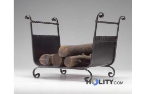 Wood holder in wrought iron h10006