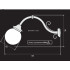 Wall lamp with opal polycarbonate reflector h16822 technical dimensions