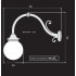 Wall lamp in wrought iron h16819 technical dimensions
