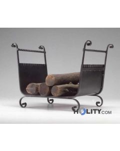 Wood holder in wrought iron h10006