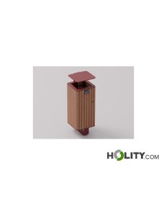 Wooden waste bin for ground fixing h140_545
