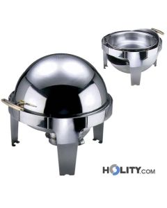 Round chafing dish with roll top lid h24204