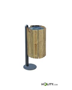Pine wood litter bin for public parks h287_394