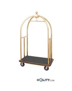 Carrello portabagagli con appendiabiti in inox ottonato h31_284