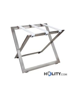 Reggivaligia hotel in acciaio con cinghie in pelle h514_03