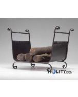 Wood holder in wrought iron h10006