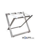 Reggivaligia hotel in acciaio con cinghie in pelle h514_03