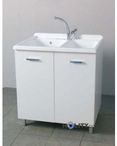 Laundry with double bowl in plastic and melamine h15607