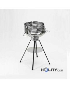 Charcoal barbecue stainless steel circular h17006