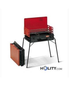 Charcoal barbecue folded in convenient case h17004