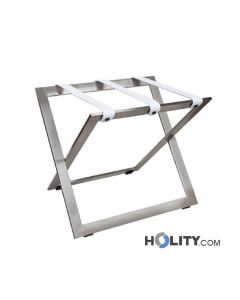 Reggivaligia hotel in acciaio con cinghie in pelle h514_03