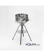 Charcoal barbecue stainless steel circular h17006