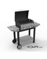 Gas barbecue with lava rock and wheels h17031