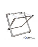 Reggivaligia hotel in acciaio con cinghie in pelle h514_03