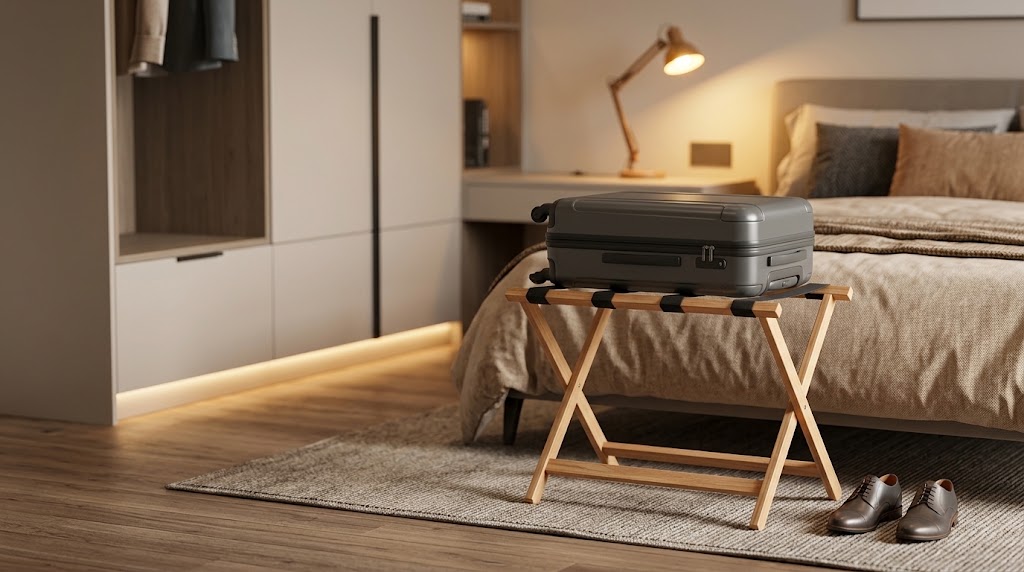 Folding or fixed luggage rack: which solution should you choose for your bedroom?