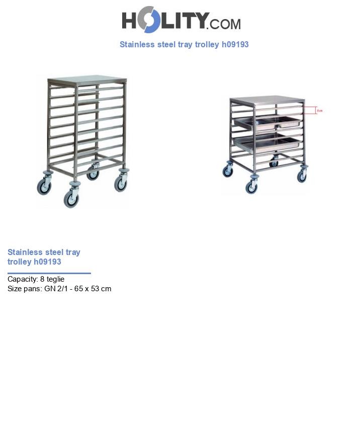 Stainless steel tray trolley h09193