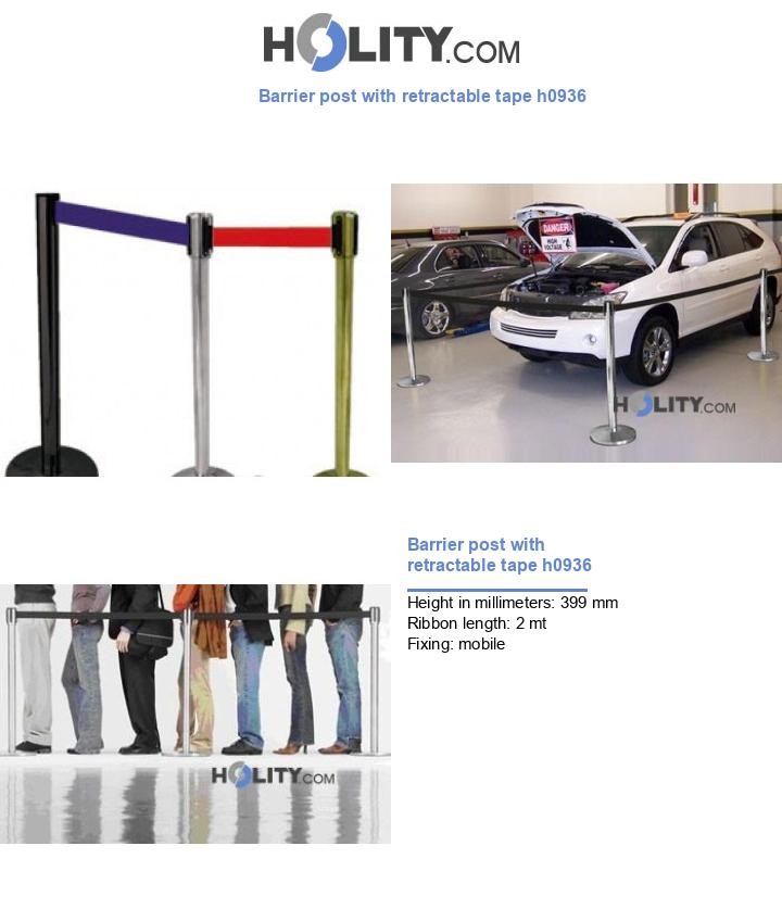 Barrier post with retractable tape h0936