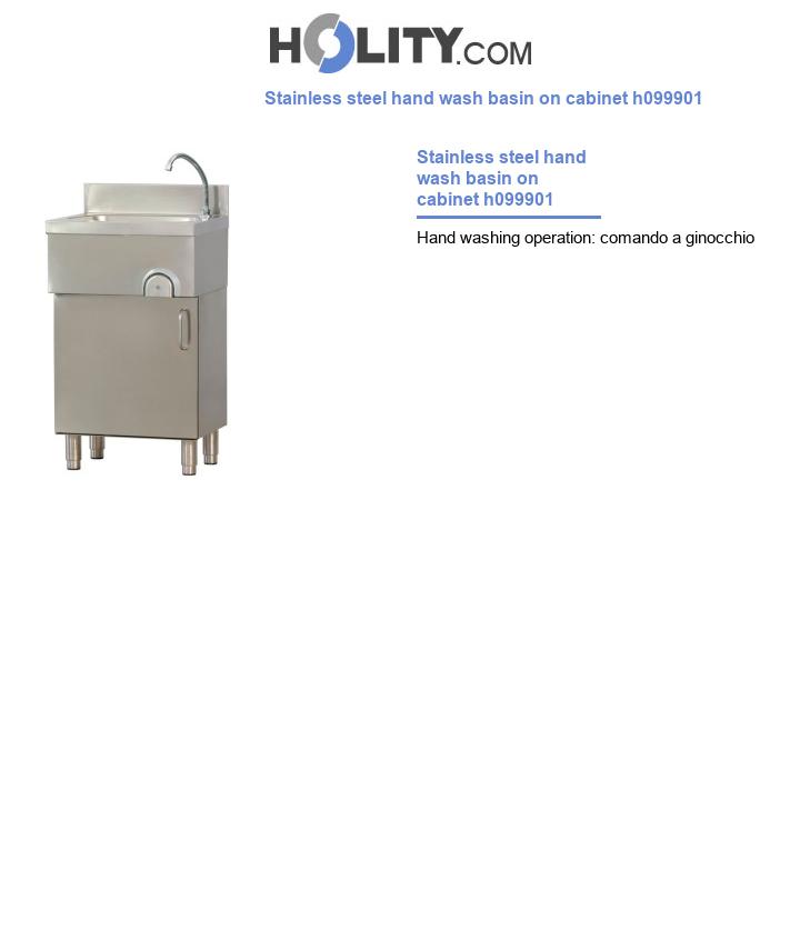 Stainless steel hand wash basin on cabinet h099901