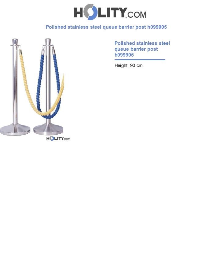 Polished stainless steel queue barrier post h099905