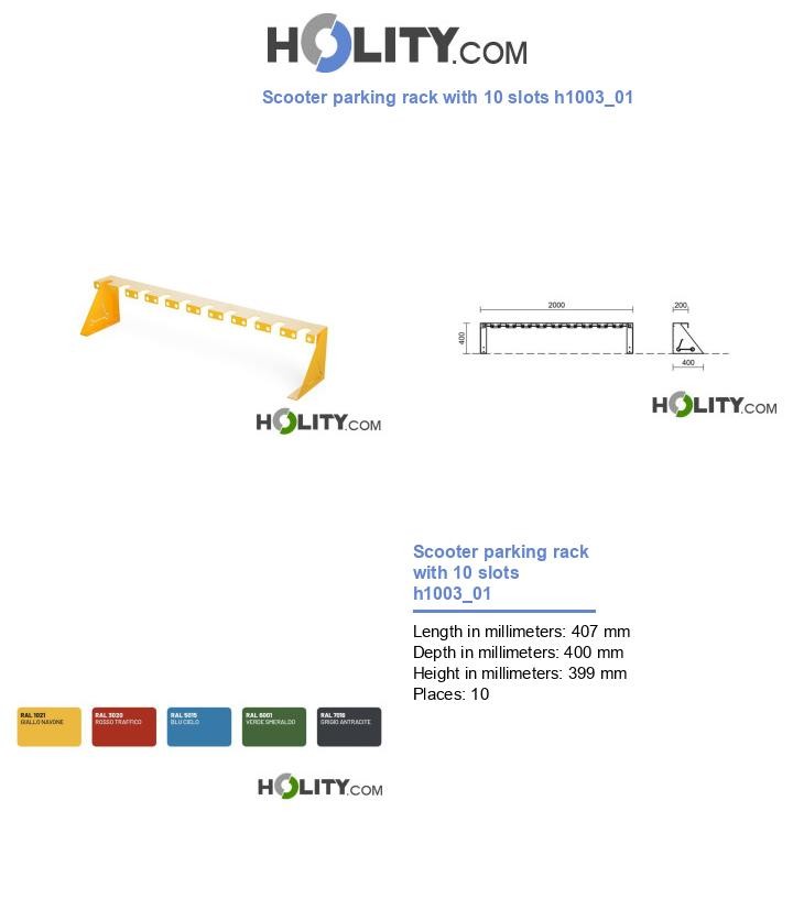 Scooter parking rack with 10 slots h1003_01