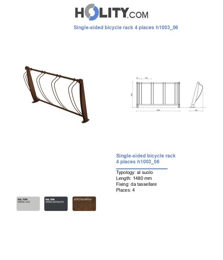 Single-sided bicycle rack 4 places h1003_06