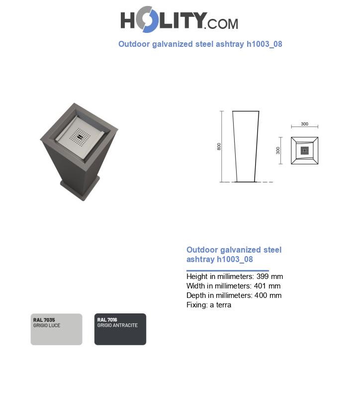 Outdoor galvanized steel ashtray h1003_08