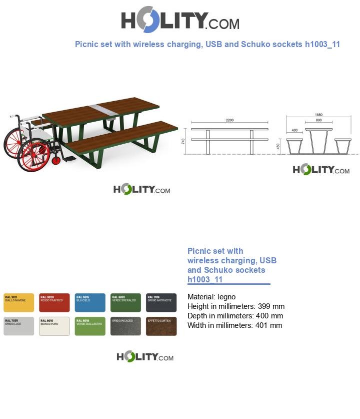 Picnic set with wireless charging, USB and Schuko sockets h1003_11