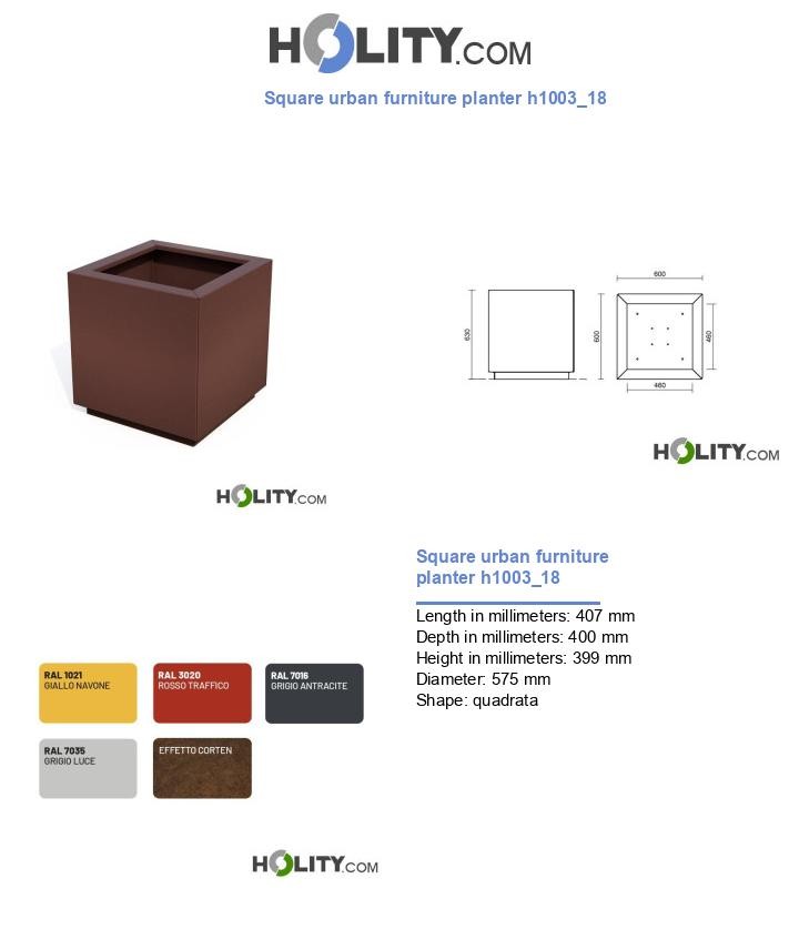 Square urban furniture planter h1003_18