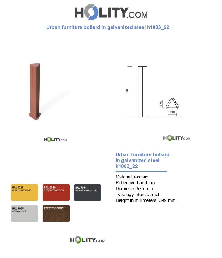Urban furniture bollard in galvanized steel h1003_22