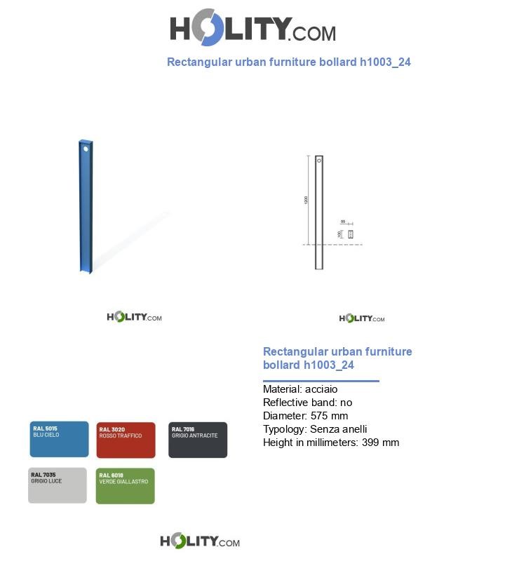 Rectangular urban furniture bollard h1003_24