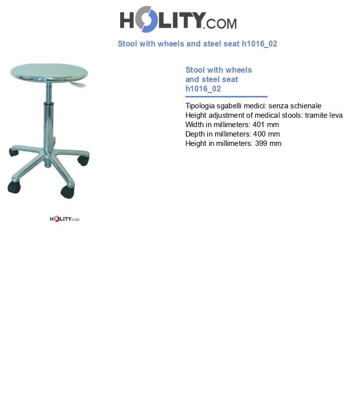 Stool with wheels and steel seat h1016_02