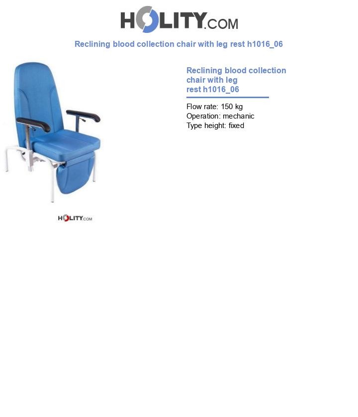 Reclining blood collection chair with leg rest h1016_06