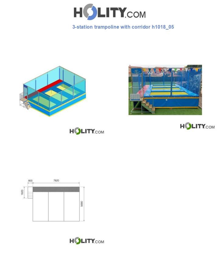 3-station trampoline with corridor h1018_05