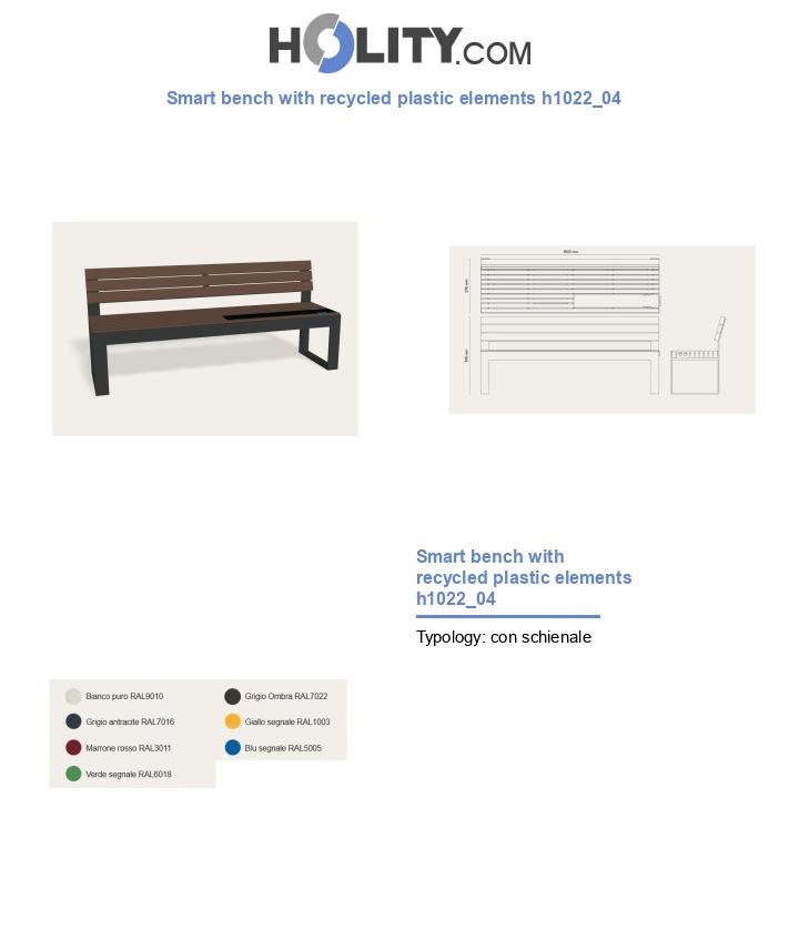 Smart bench with recycled plastic elements h1022_04