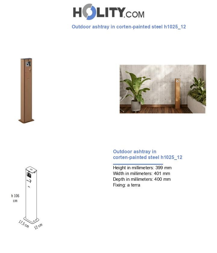 Outdoor ashtray in corten-painted steel h1025_12