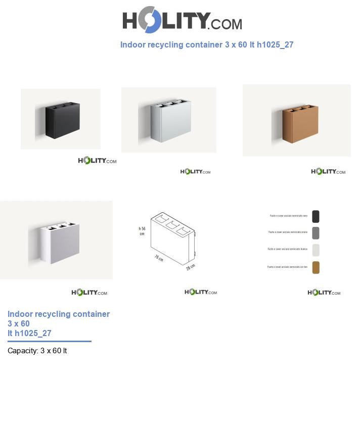 Indoor recycling container 3 x 60 lt h1025_27