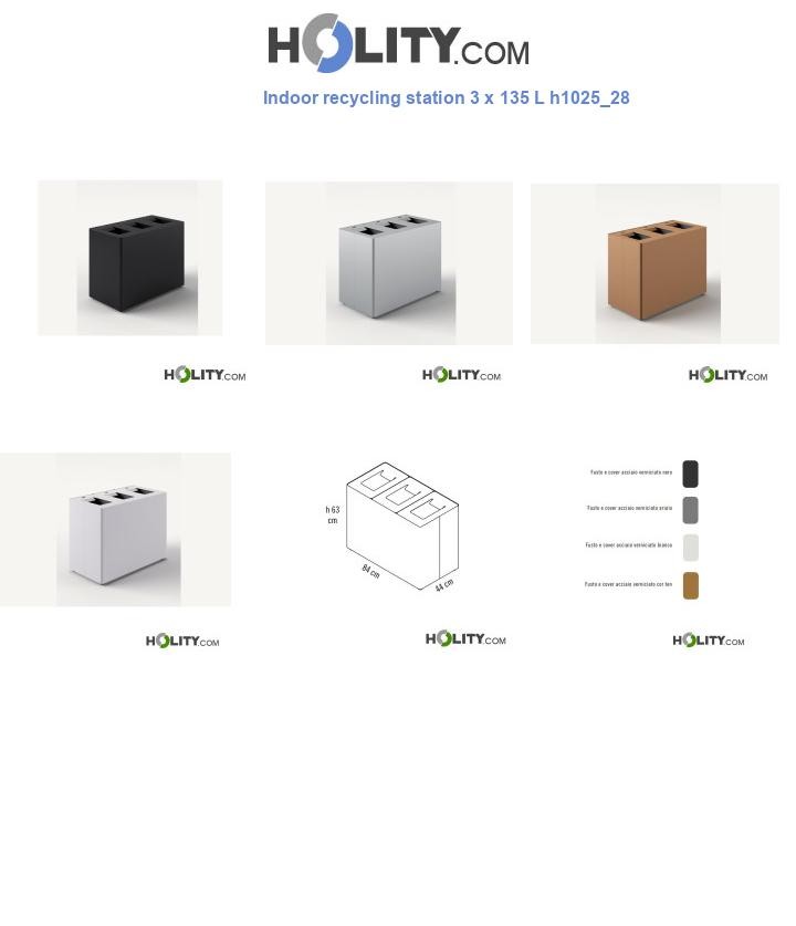 Indoor recycling station 3 x 135 L h1025_28