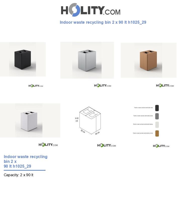 Indoor waste recycling bin 2 x 90 lt h1025_29