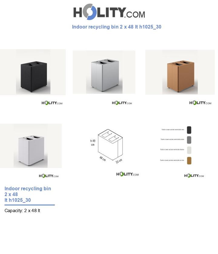 Indoor recycling bin 2 x 48 lt h1025_30