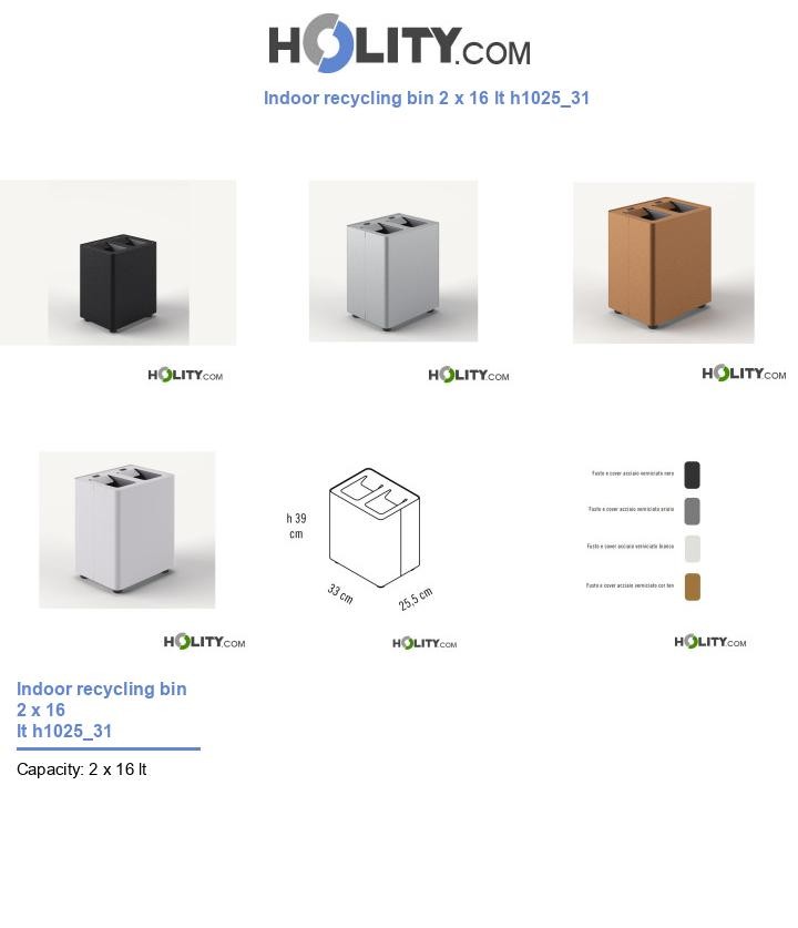 Indoor recycling bin 2 x 16 lt h1025_31