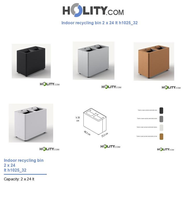 Indoor recycling bin 2 x 24 lt h1025_32