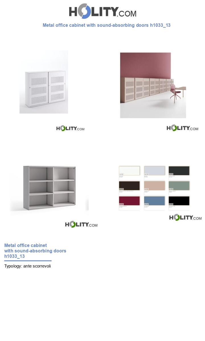 Metal office cabinet with sound-absorbing doors h1033_13